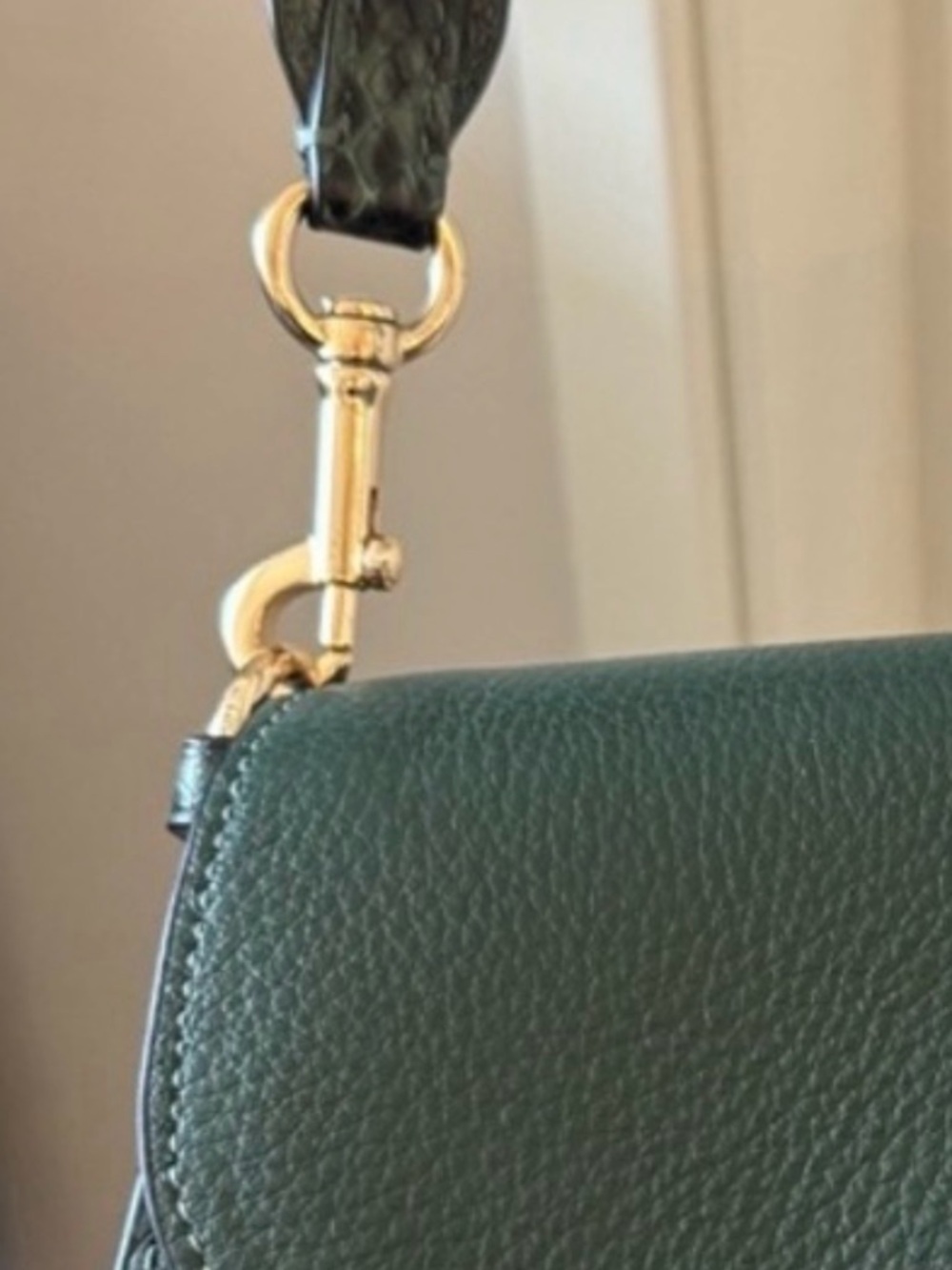 Coach Dark Green Pebbled Leather Saddle Crossbody with Gold Hardware - Picture 6 of 9